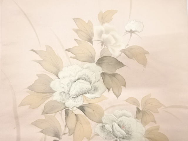 アンティーク　作家物　手描き　枝花模様刺繍名古屋帯